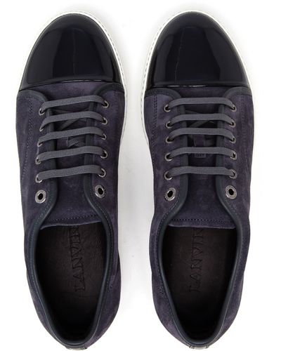 Lanvin Dark Grey Suede And Patent Leather Trainers