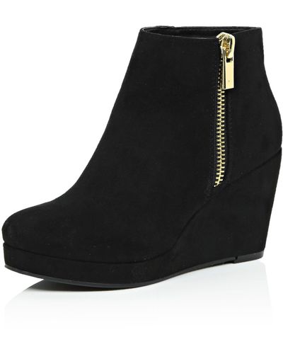 River Island Black Wedge Ankle Boots