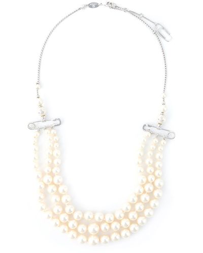 Vivienne Westwood Safety Pin Strands Of Pearls Necklace - White