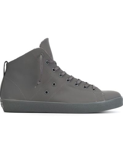 Leather Crown Classic Hi-top Sneakers - Gray