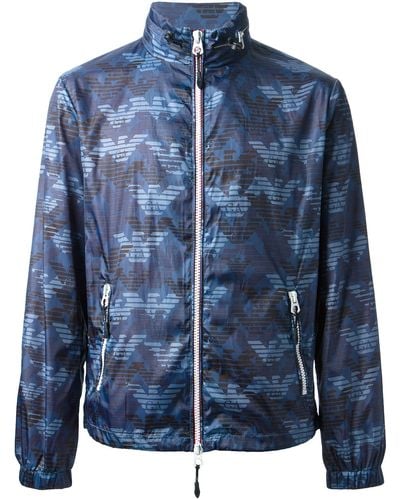 Armani Jeans Monogram Print Jacket - Blue