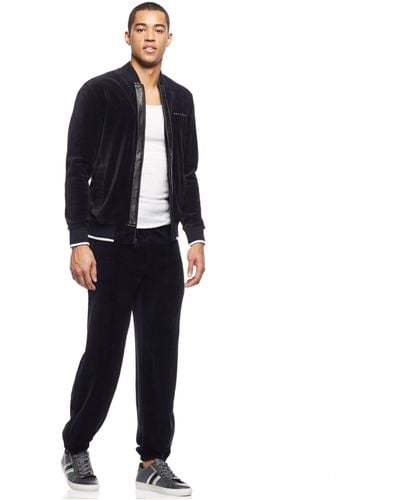 Sean John Men's 2-piece Velour Track Jacket & Pants Set - Black