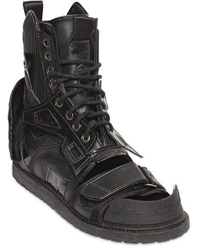 KTZ Leather Combat Sandal Boots - Black