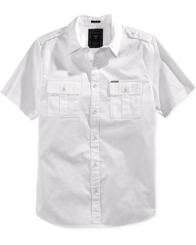 Guess Men's Cypress Short-sleeve Military Shirt - White