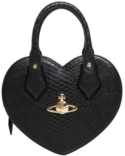 Vivienne Westwood Heart Snake Embossed Faux Leather Bag - Black