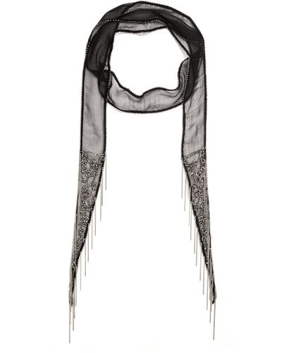 Chan Luu Beaded Chain Fringe Scarf - Black