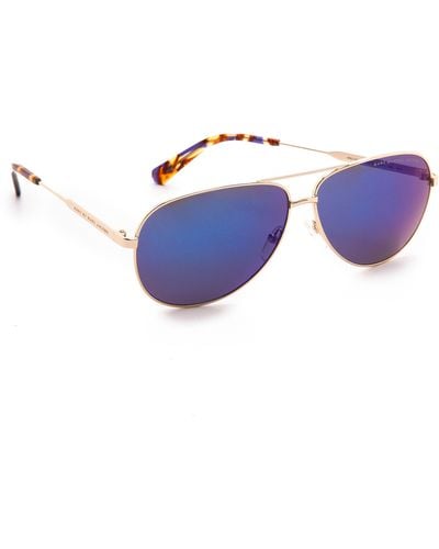 Marc By Marc Jacobs Mirrored Aviator Sunglasses - Gold/blue Mirror