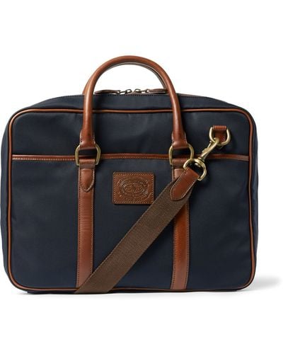 Polo Ralph Lauren Leather-Trimmed Canvas Bag - Blue