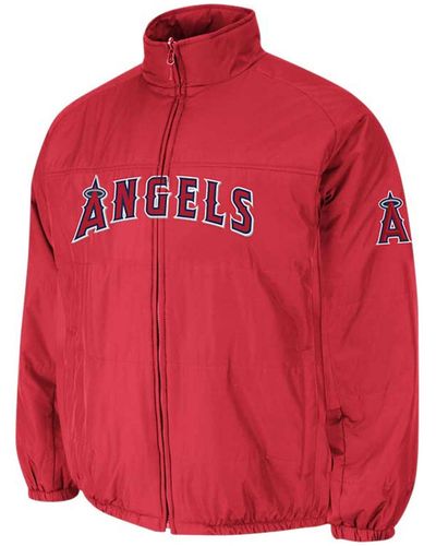 Majestic Mens Los Angeles Angels Of Anaheim Double Climate Onfield Fullzip Jacket - Red