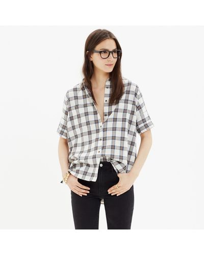 Madewell Flannel Courier Shirt In Blueridge Plaid - Black