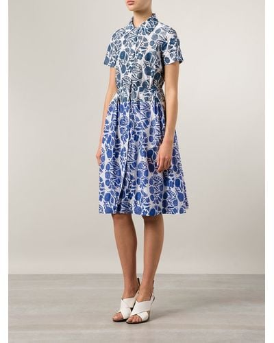 Dosa Floral Print Shirt Dress - Blue