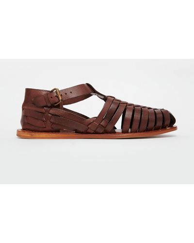 ASOS Fisherman Sandals In Leather - Brown