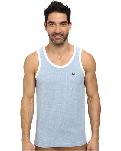 Lacoste Live Cotton Jersey With Contrast Trim Tank Top - Blue