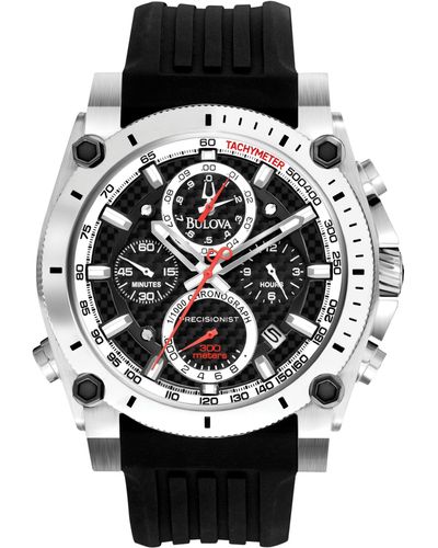 Bulova Men's Chronograph Precisionist Black Rubber Strap Watch 47mm 98b172