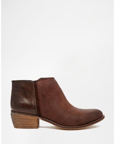 Dune Penelope Brown Leather Flat Ankle Boots