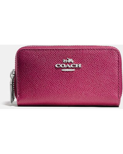COACH Small Double Zip Coin Case In Colorblock Leather - Pink