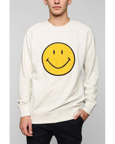 Urban Outfitters Smiley Face Pullover Sweatshirt - Yellow