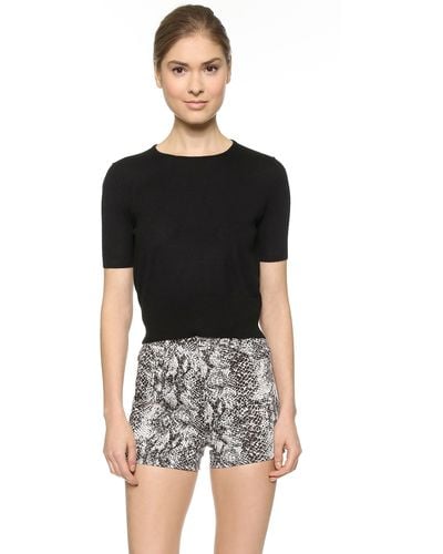 Tamara Mellon Short Sleeve Cashmere Sweater - Black