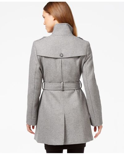 DKNY Double-breasted Belted Peacoat - Gray