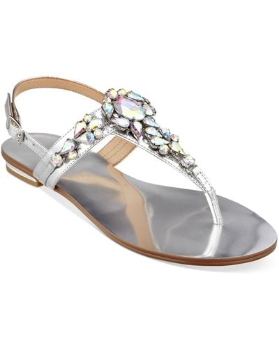 Ivanka Trump Felix Jeweled Thong Sandals - Metallic
