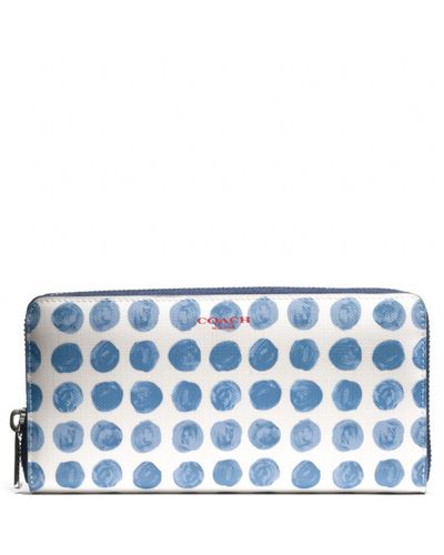 COACH Bleecker Accordion Zip Wallet In Painted Dot Coated Canvas - Blue