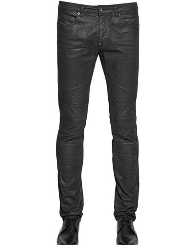 Diesel Black Gold 16.5cm Shiny Coated Stretch Denim Jeans - Black