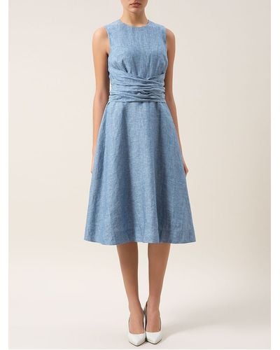 Hobbs Twitchill Linen Dress - Blue
