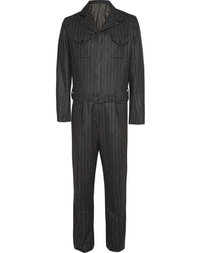 Kingsman Chalk Striped Wool Siren Suit - Gray