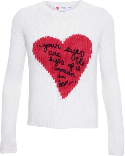 Valentino Heart Intarsia Sweater - Red