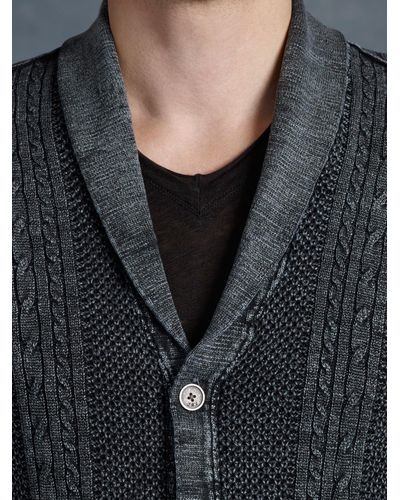 John Varvatos Rivington Zip Cardigan in Iron Grey