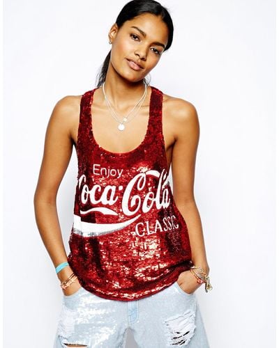 Ashish Tank in Enjoy Coca Cola Sequin - Multicolor