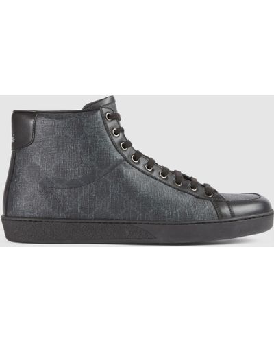 GUCCI black Mens Web Stripe High Top Sneaker Style 256647(Two different  sizes)