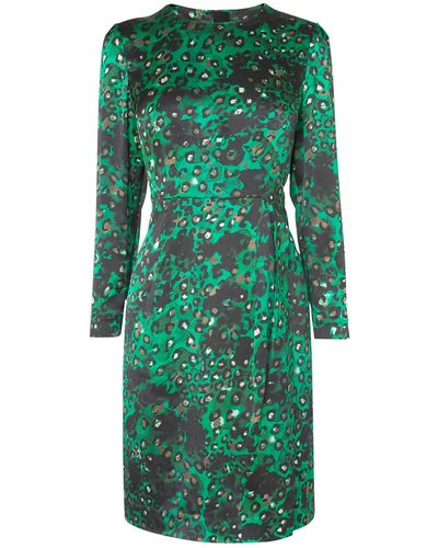 LK Bennett Idris Rouched Silk Dress - Green