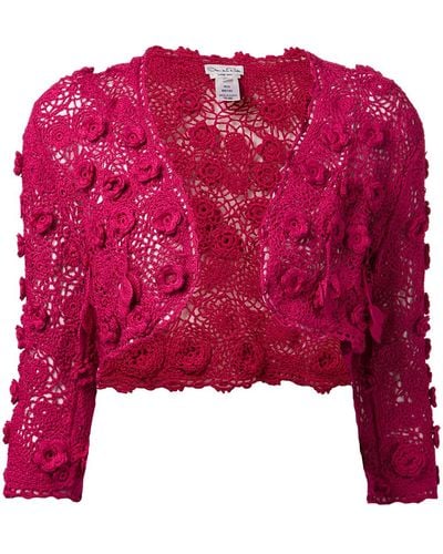 Oscar de la Renta Floral Bolero Jacket - Pink