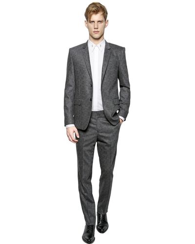 Givenchy Stretch Salt & Pepper Wool Suit - Grey