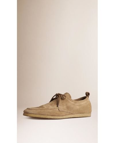 Burberry Crepe Sole Suede Shoes - Natural