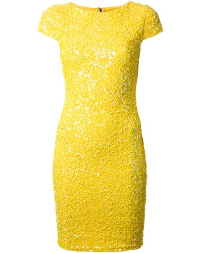 Alice + Olivia Sequin Detail Dress - Yellow