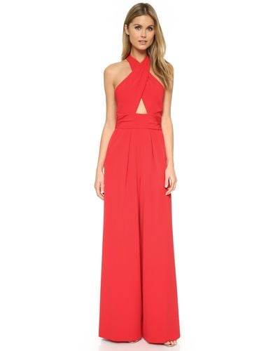 MILLY Cady Halter Jumpsuit - Red