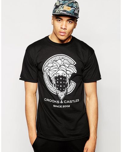 Crooks and Castles T-shirt With Greco Medusa - Black