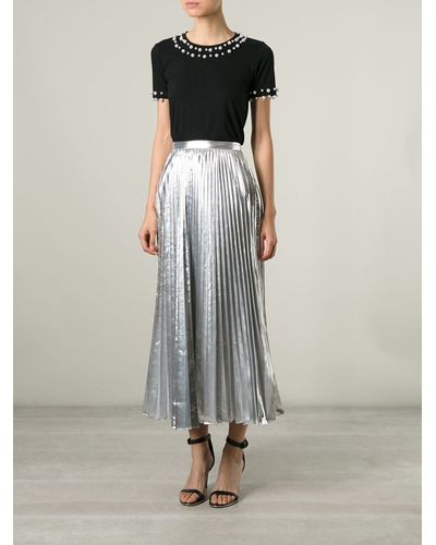 DKNY Pleated Maxi Skirt - Metallic