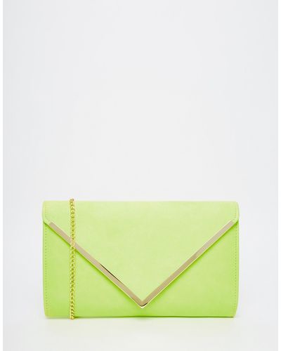 ALDO Ldo Structured Foldover Clutch Bag In Lime Green
