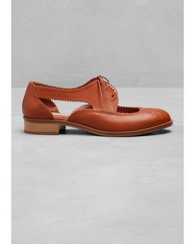 & Other Stories Leather Cut-Out Brogues - Brown
