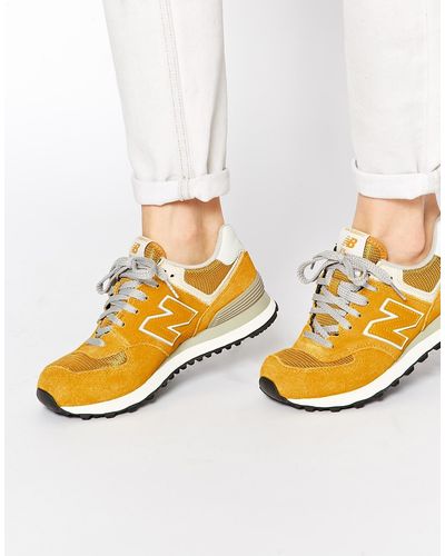 New Balance 574 Yellow Suede/Mesh Sneakers