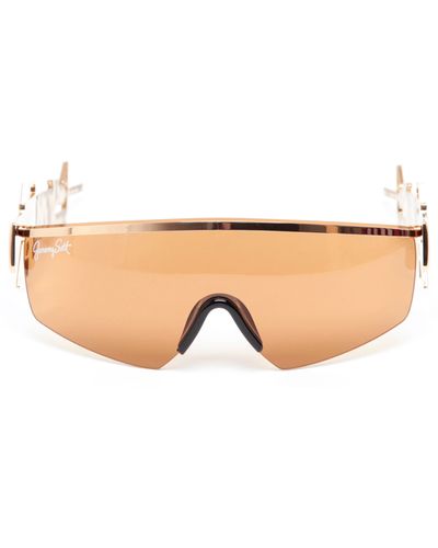 Jeremy Scott Machine Gun Wraparound Sunglasses - Metallic