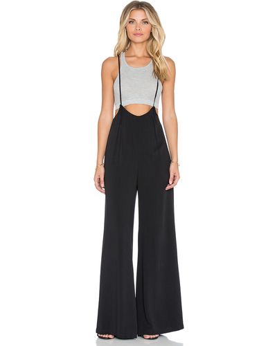 Lucca Couture Wide-leg Suspender Jumpsuit - Black