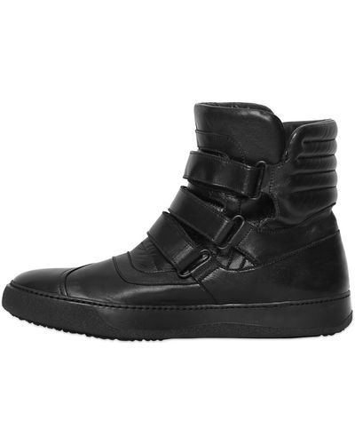 BB Bruno Bordese Velcro Nappa Leather High Top Sneakers - Black