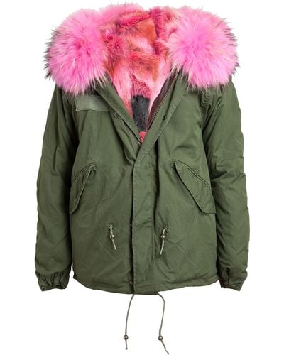 MR & MRS Pink Fur Lined Parka Jacket - Green