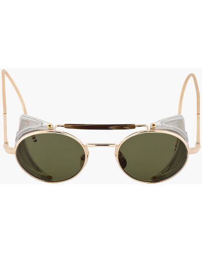 Thom Browne Gold Side Shield Round Sunglasses - Metallic