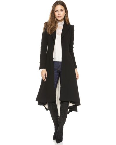 Alice + Olivia Bain Pleated Long Coat   - Black