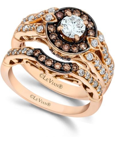Le Vian Chocolate and White Diamond Engagement Ring Set in 14k Rose Gold 113 Ct Tw - Brown